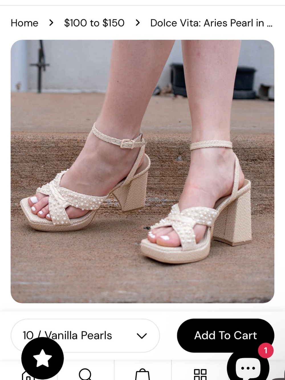 Dolce Vita Aries Pearl-Embellished Block Heel Sandals - Picture 4 of 10